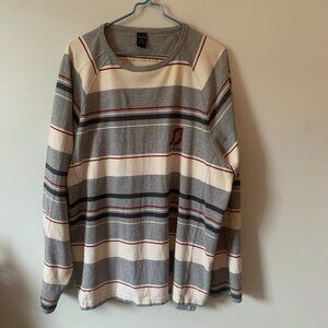 Sean John Polo Long Sleeve XLarge White/Red/Gray/Black Striped Pre-Owned